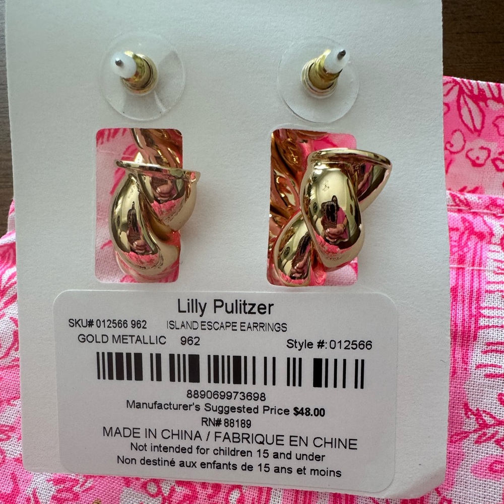 Lilly Pulitzer Island Escape Twisted Hoop Earrings NWT - Picture 7 of 10